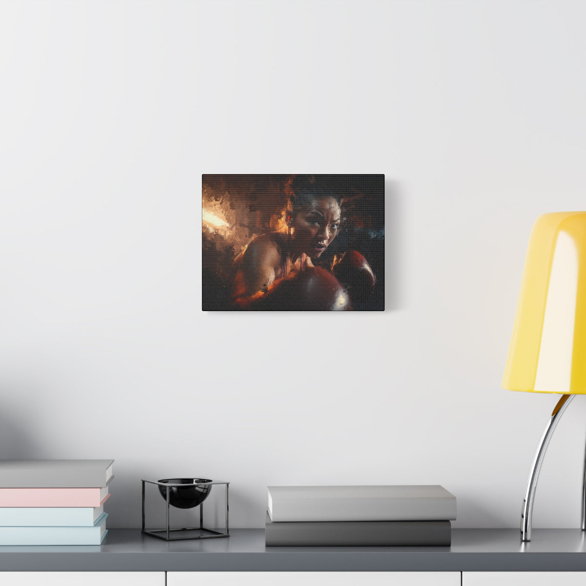 Fierce Elegance: Woman Boxer Expressionist Art - Stretched Canvas Fine Art Boxing Print Poster- Ready to Hang, Wall Art Boxing Gift