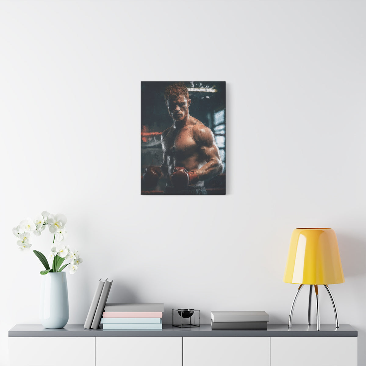 Canelo Álvarez Painting: Expressive Boxing Brilliance - Stretched Canvas Fine Art Boxing Print Poster, Ready to Hang, Wall Art Boxing Gift