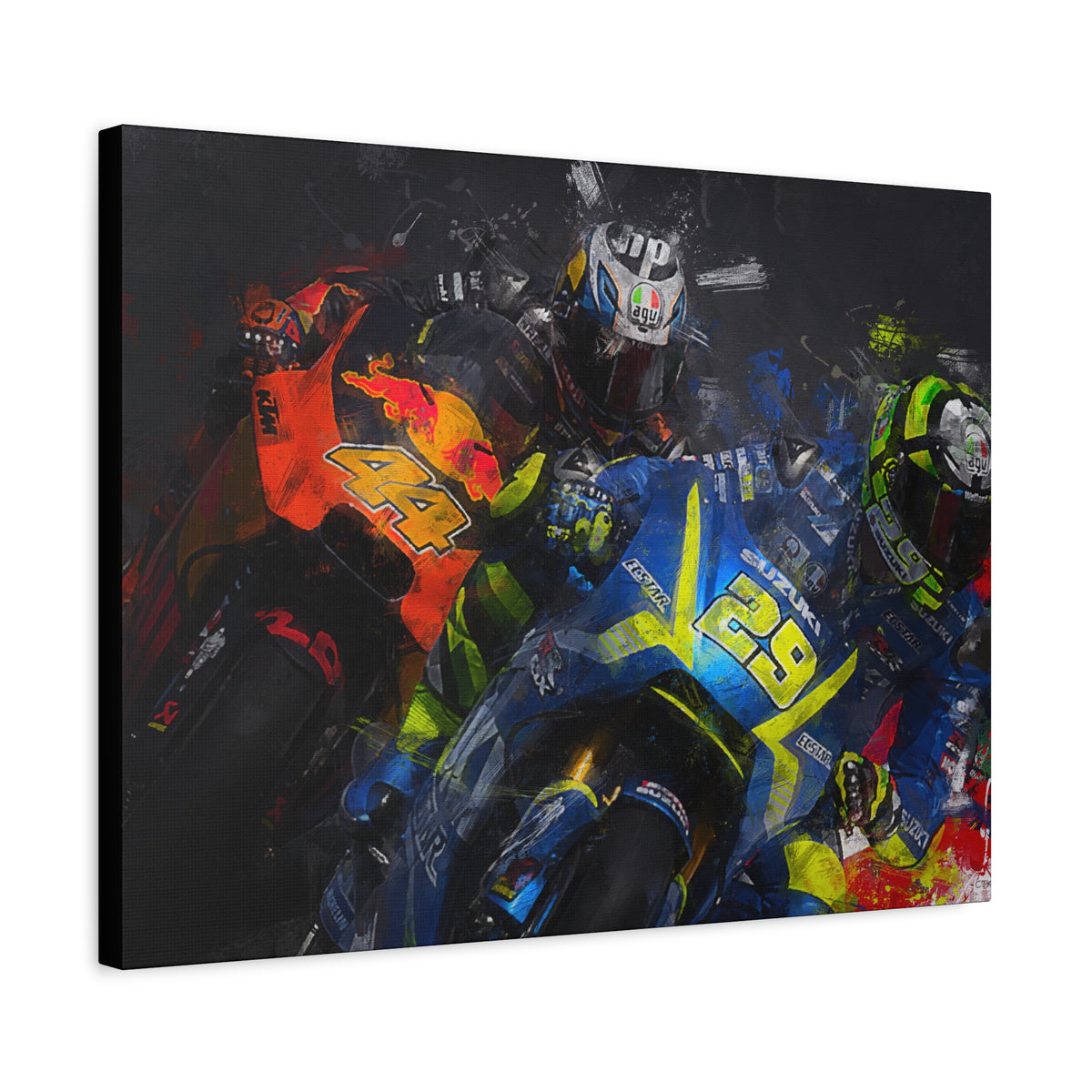 Ride into the MotoGP Thrill: Stretched Canvas Fine Art Print Poster - Ready to Hang, Wall Art MotoGP Gift