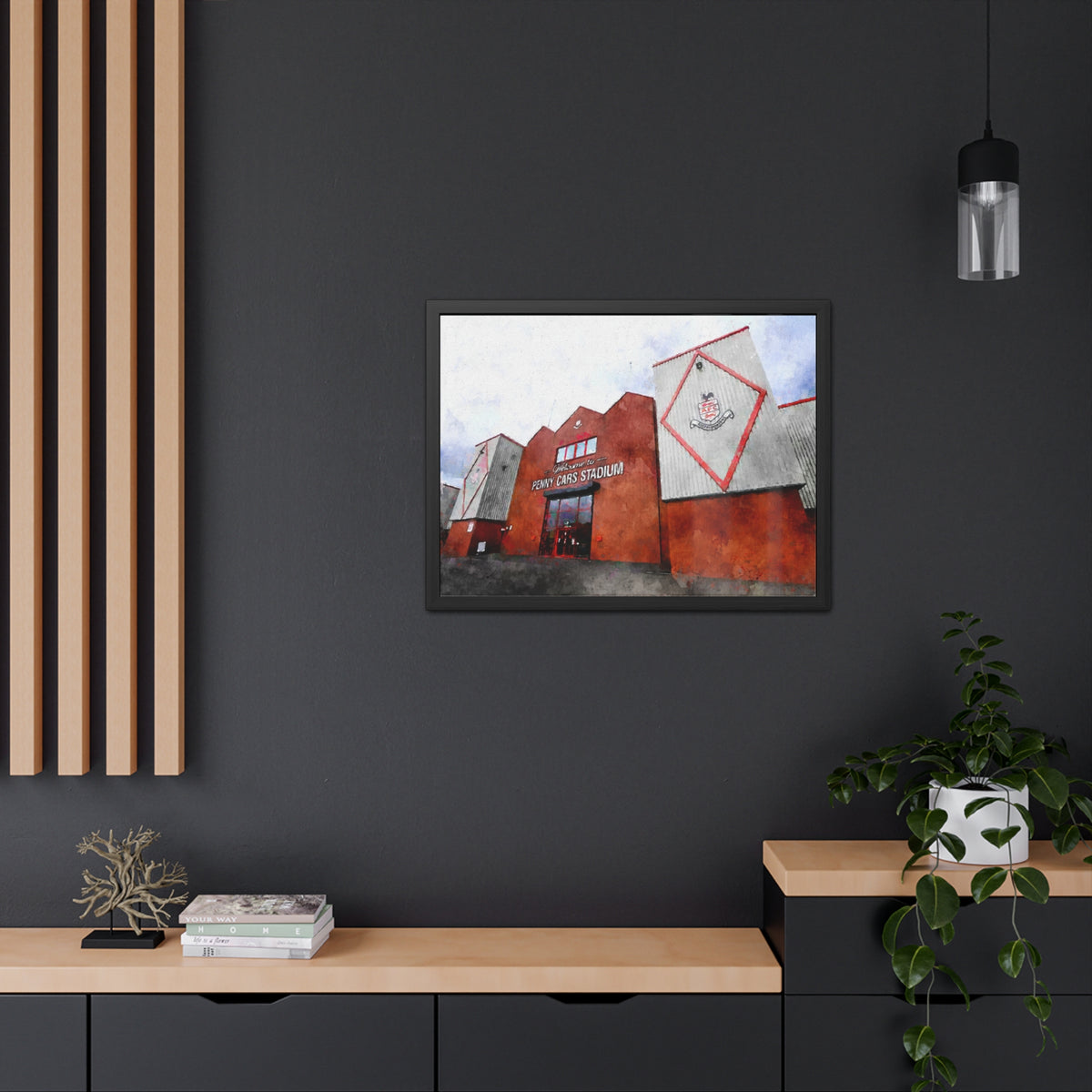 Airdrieonians Excelsior Stadium Watercolour Art - Dynamic Diamonds Football Print - Ready to Hang Framed Watercolour Fine Art Painting Print Poster