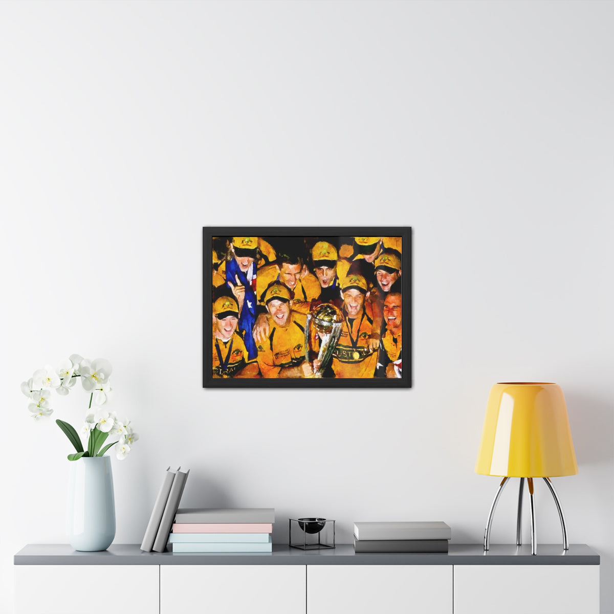 2007 Cricket World Cup Triumph: Australia's Trophy Celebration in Watercolour - Fine Art Print, Ready to Hang Wall Art Cricket Gift.