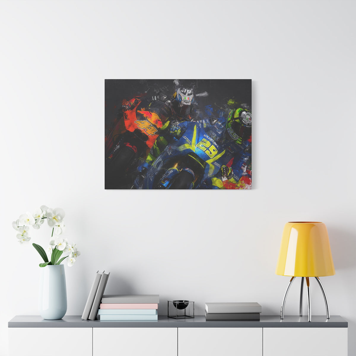 Ride into the MotoGP Thrill: Stretched Canvas Fine Art Print Poster - Ready to Hang, Wall Art MotoGP Gift