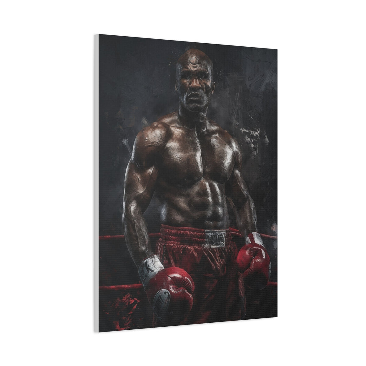 Evander Holyfield Portrait Painting: Stretched Canvas Fine Art Boxing Print Poster - Ready to Hang, Wall Art Boxing Gift