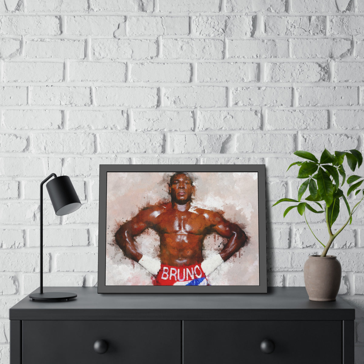 Frank Bruno Tribute Portrait: Framed Watercolour Fine Art Boxing Print Poster - Ready to Hang, Wall Art Boxing Gift