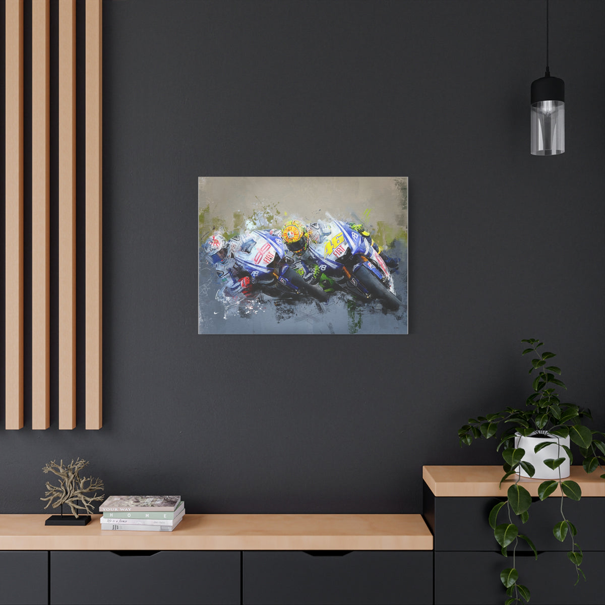 Feel the Thunder: Stretched Canvas Fine Art MotoGP Print Poster - Ready to Hang, Wall Art MotoGP Gift