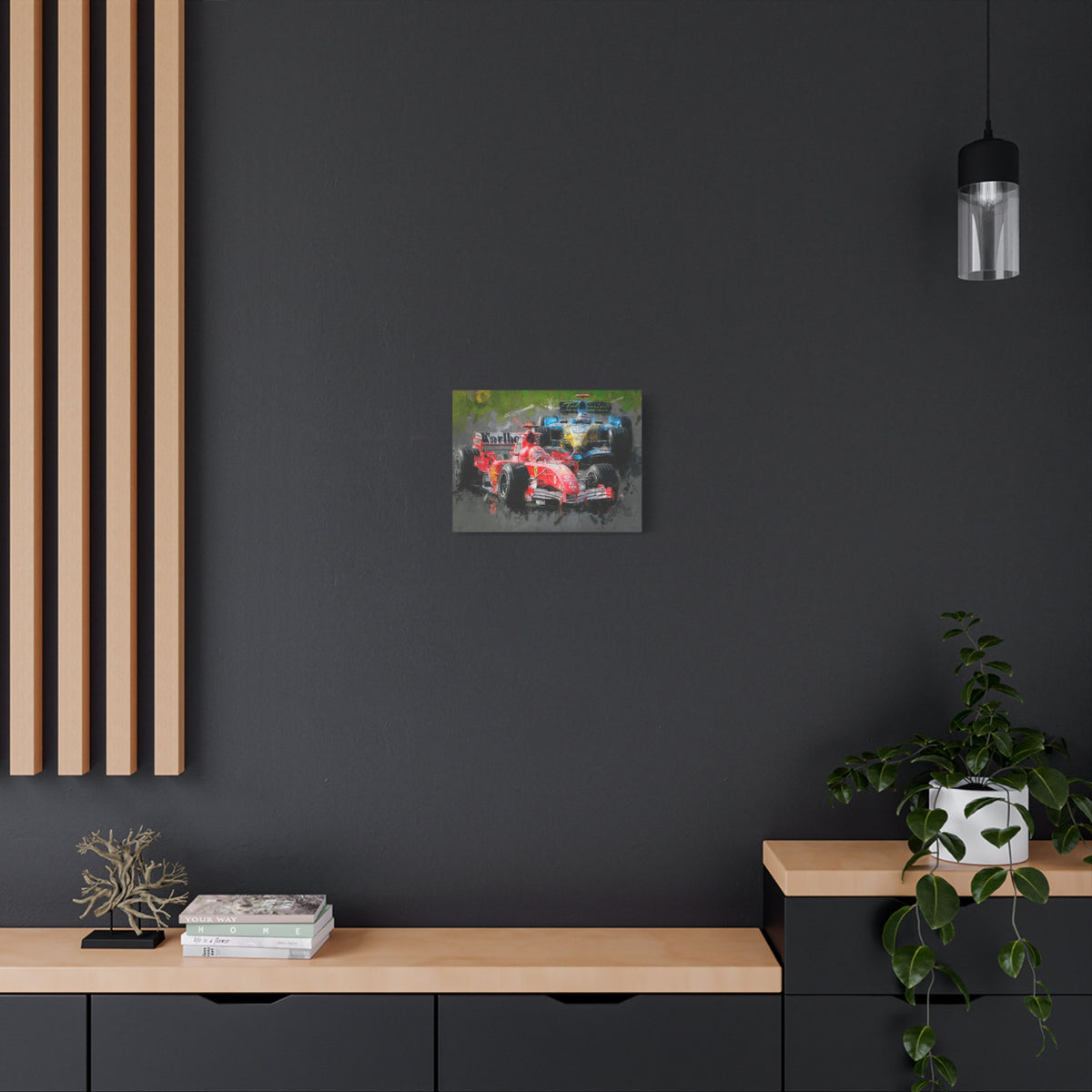 Race Day Drama: Stretched Canvas F1 Fine Art Print Poster - Ready to Hang, Wall Art Formula One Gift