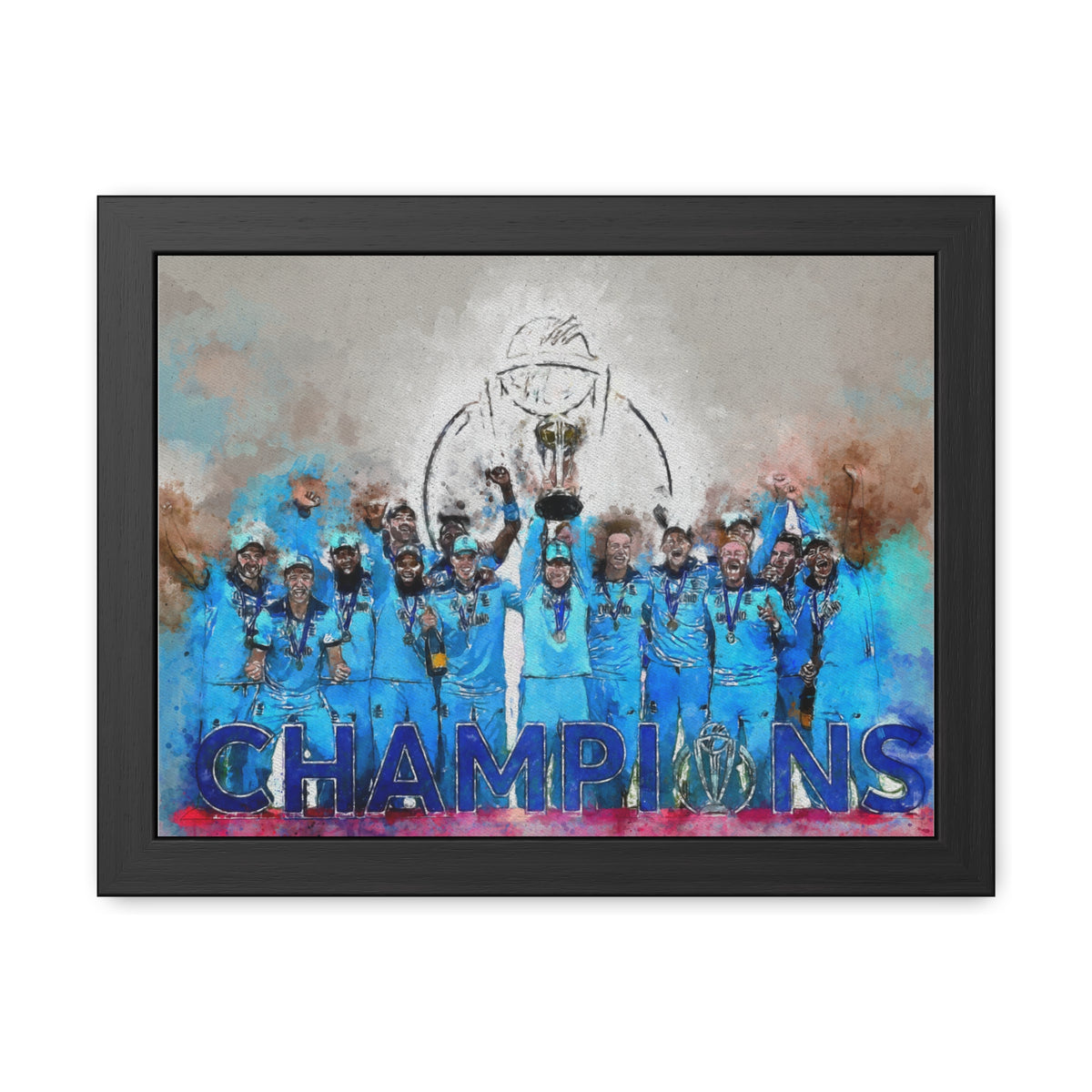 2019 Cricket World Cup Glory: England's Triumph in a Watercolour Fine Art Print, Ready to Hang Wall Art Cricket Gift.