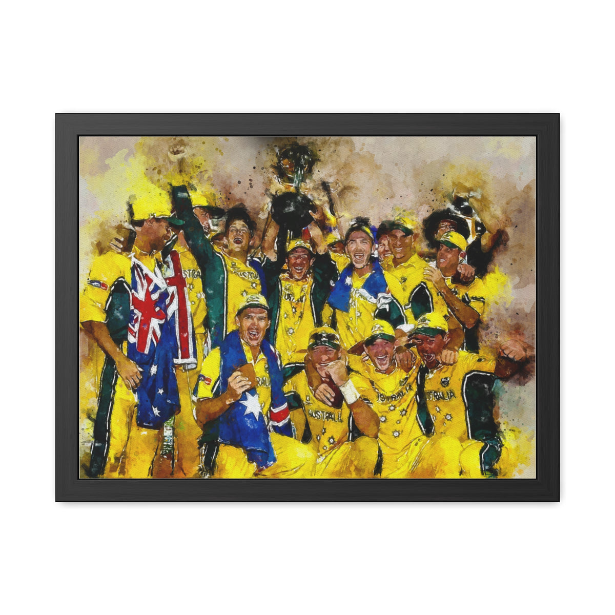 2003 Cricket World Cup Victory: Australia's Trophy Ceremony in Watercolour - Fine Art Print, Ready to Hang Wall Art Cricket Gift.