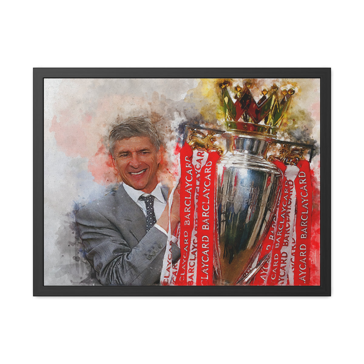 Premier League Winners 2004 Arsenal Watercolour Painting, Ready to Hang Framed Art Print Poster, Gunners Fan Gift
