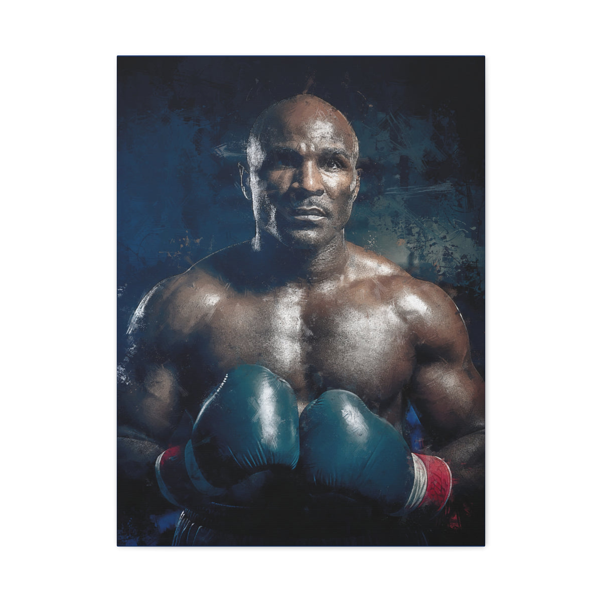 Evander's Essence: Stretched Canvas Fine Art Boxing Print Poster - Ready to Hang, Wall Art Boxing Gift