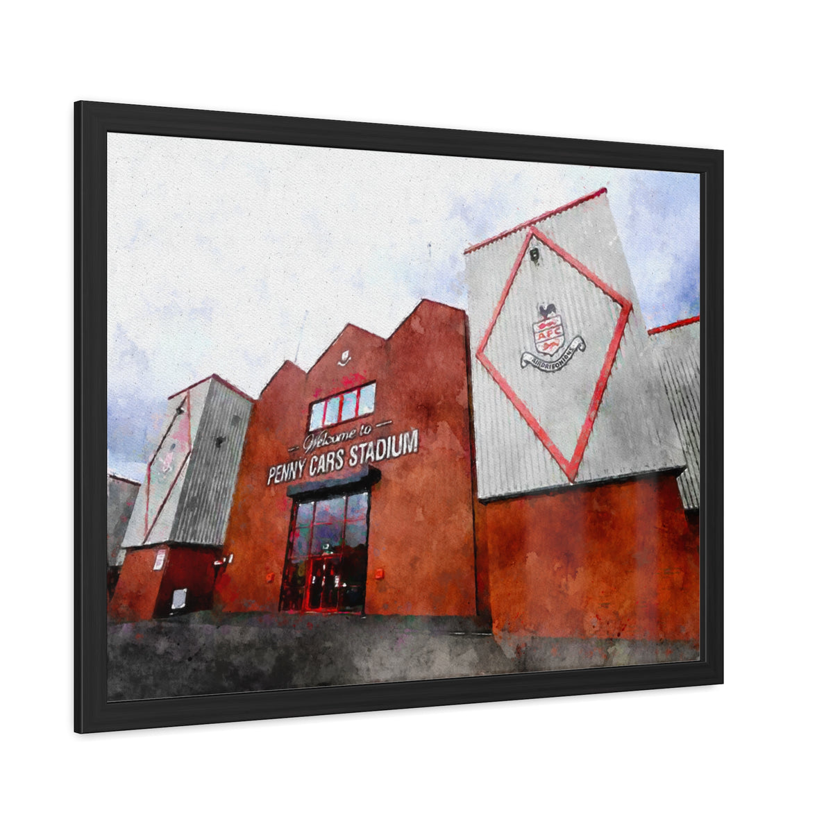 Airdrieonians Excelsior Stadium Watercolour Art - Dynamic Diamonds Football Print - Ready to Hang Framed Watercolour Fine Art Painting Print Poster