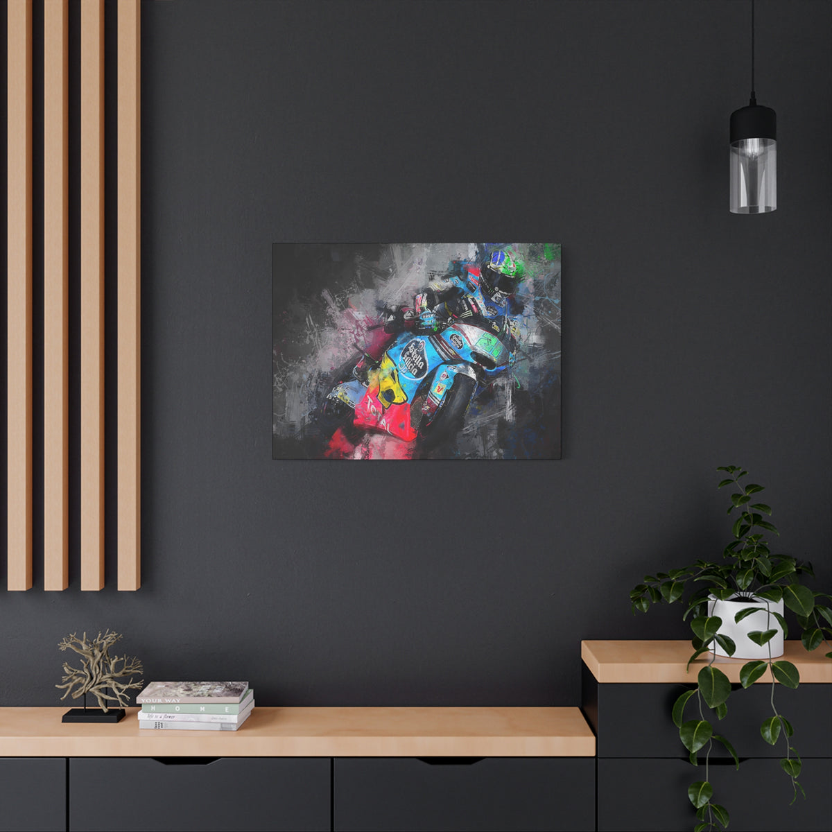 Experience the Roar: Stretched Canvas Fine Art MotoGP Print Poster - Ready to Hang, Wall Art MotoGP Gift