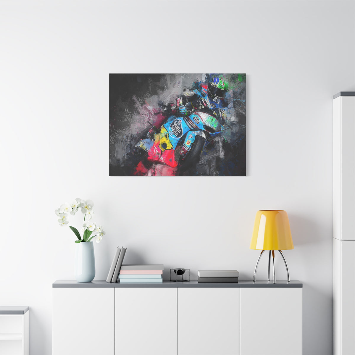 Experience the Roar: Stretched Canvas Fine Art MotoGP Print Poster - Ready to Hang, Wall Art MotoGP Gift