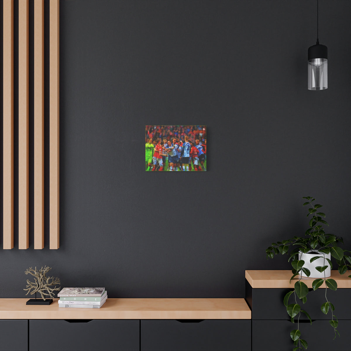 Blackpool vs. PNE Derby Ready to Hang Framed Impressionist Fine Art Painting Print Poster, Football Wall Art, Soccer Fan Gift