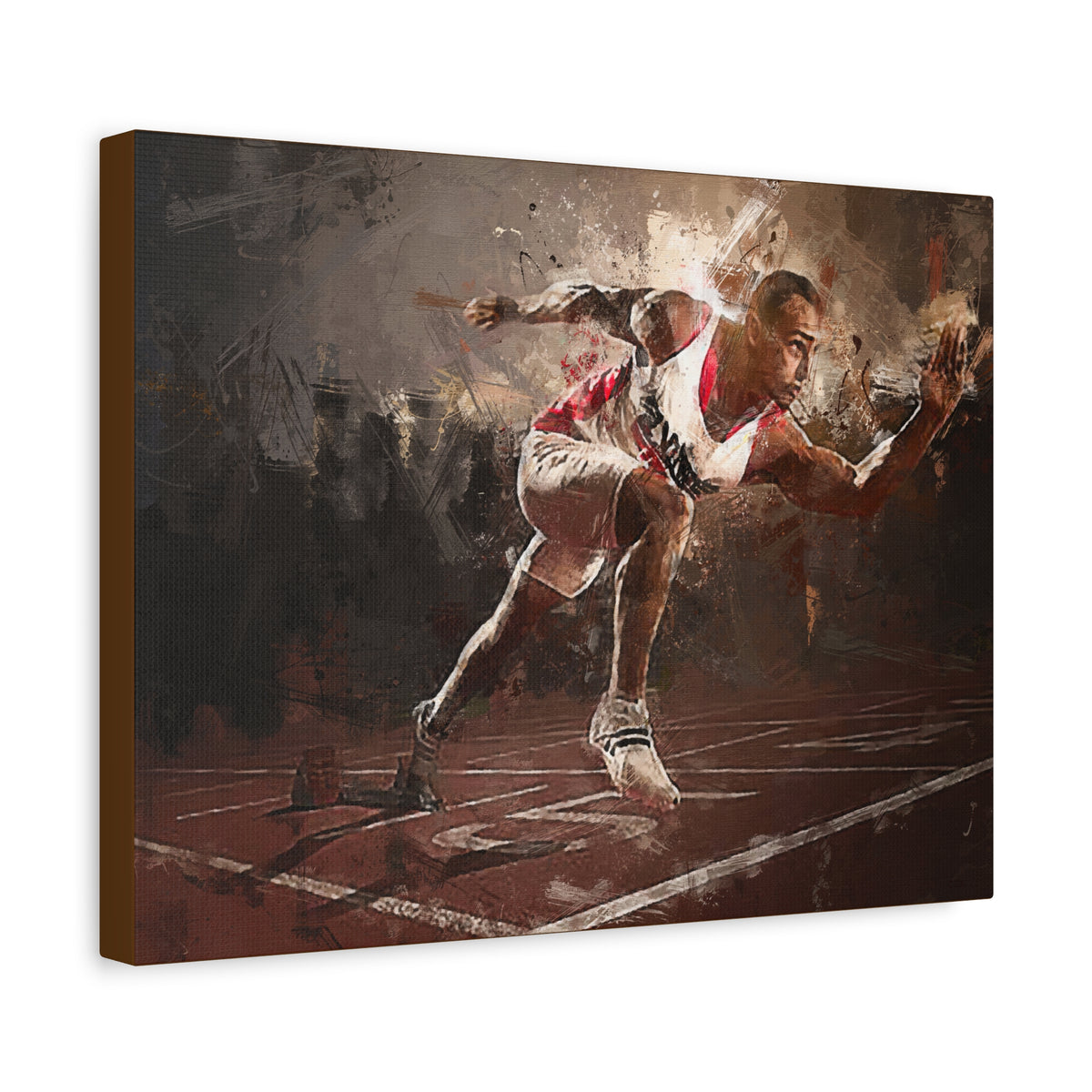 Expressionist Modern Art Painting Print on Canvas of a Sprinter - Athletics Art, Stretched Canvas Fine Art Print Poster - Ready to Hang Wall Art, Sprinter Fan Gift