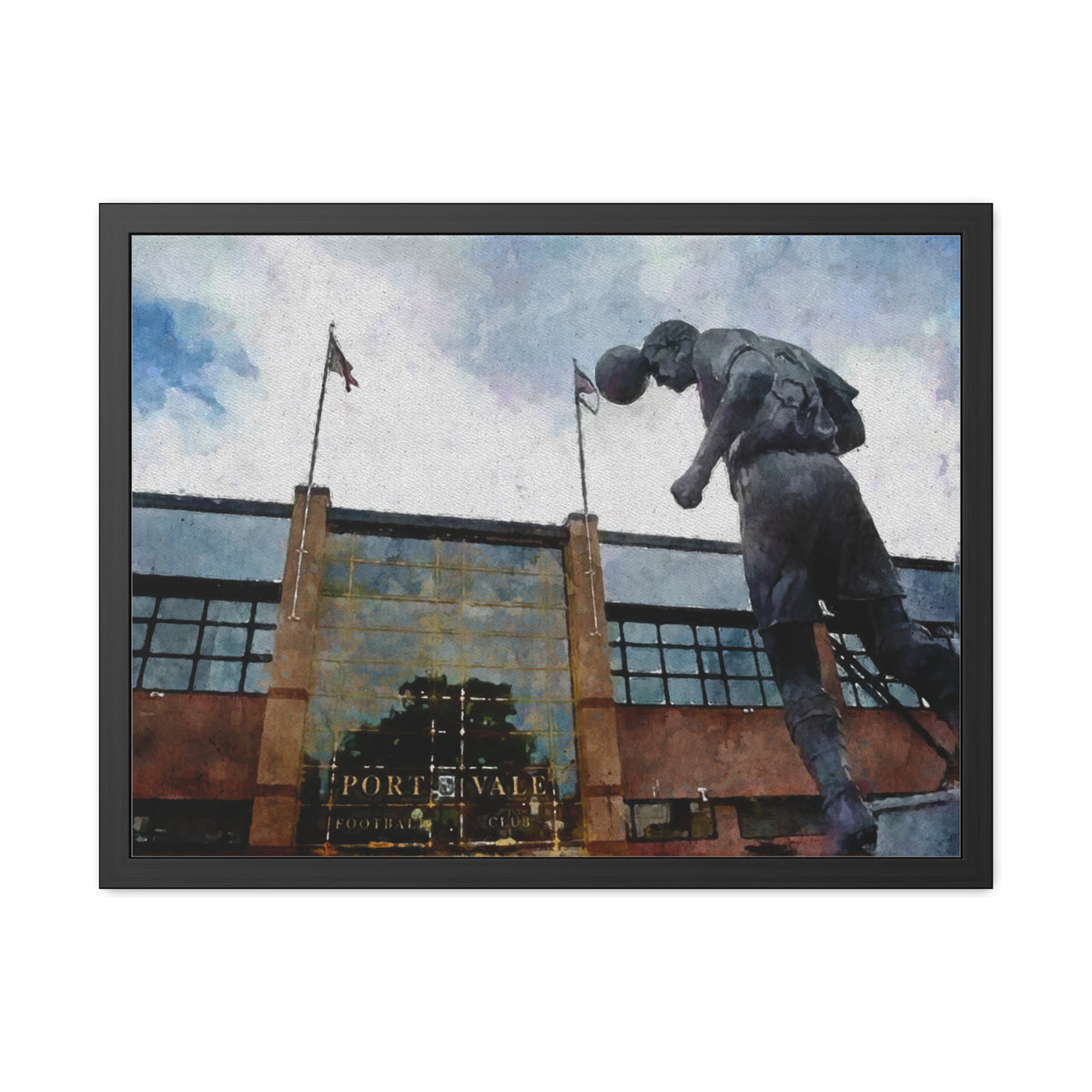 Port Vale FC’s Vale Park Stadium Art – Captivating Expressionist Watercolour Print, Perfect for Valiants Fans. Ready to Hang Framed Watercolour Fine Art Painting Print Poster
