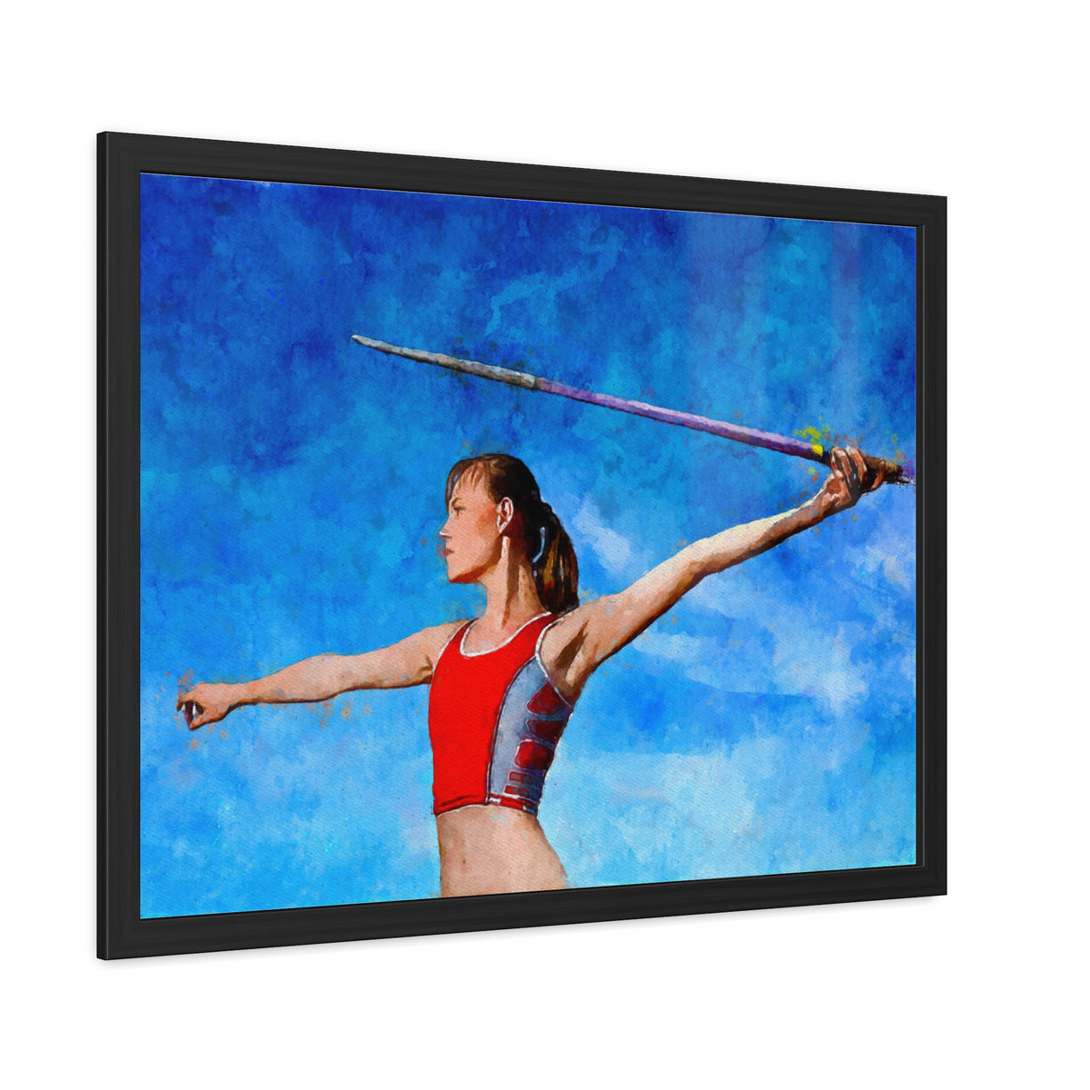 Captivating Javelin Thrower Fine Art Print – Ready to Hang Framed Watercolour Painting Poster, Athletics Wall Art, Athletics Fan Gift