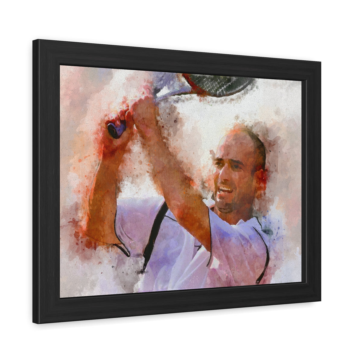 Andre Agassi Expressionist Portrait: Ready to Hang Framed Watercolour Fine Art Painting Print Poster, Tennis Wall Art, Tennis Fan Gift
