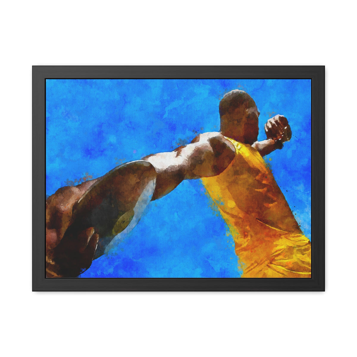 Expressionist Discus Thrower Framed Watercolour Fine Art Print, Ready to Hang Poster, Athletics Wall Art, Athletics Fan Gift