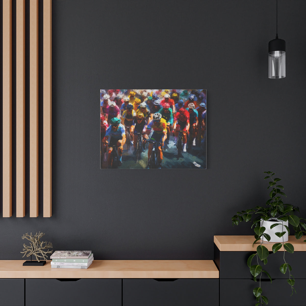 Cycling Symphony-Peloton Elegance: Expressionist Oil Painting Canvas Art Print - Ready to Hang, Matte Canvas, Stretched, 1.25"
