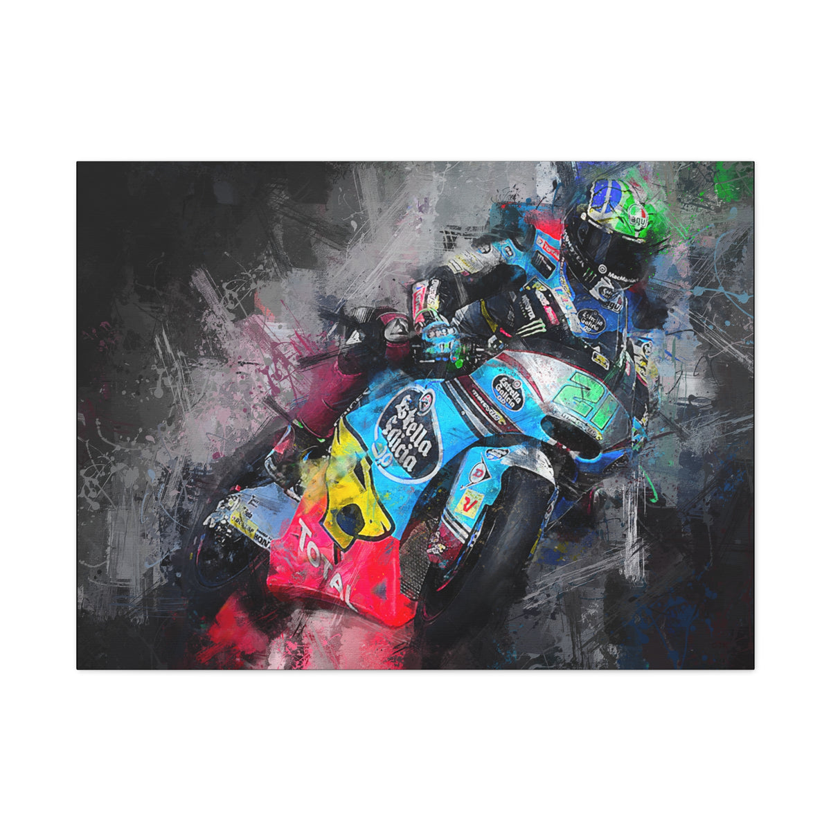Experience the Roar: Stretched Canvas Fine Art MotoGP Print Poster - Ready to Hang, Wall Art MotoGP Gift