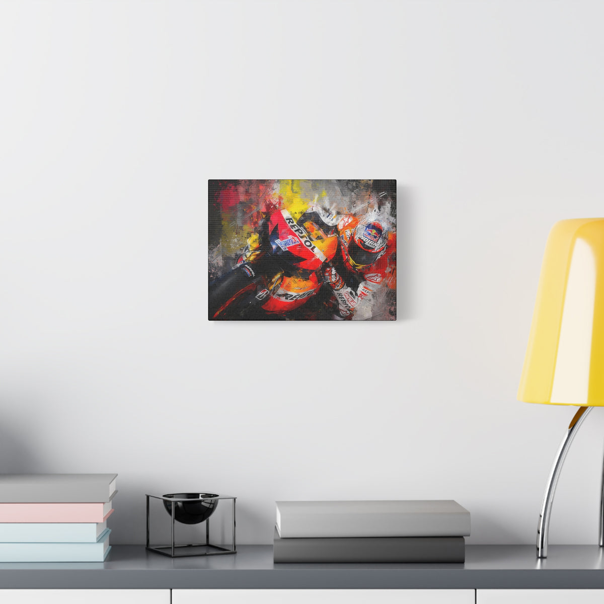 Speed & Splendor: MotoGP Expressionist Stretched Canvas Print Poster- Ready to Hang, Wall Art MotoGP Gift
