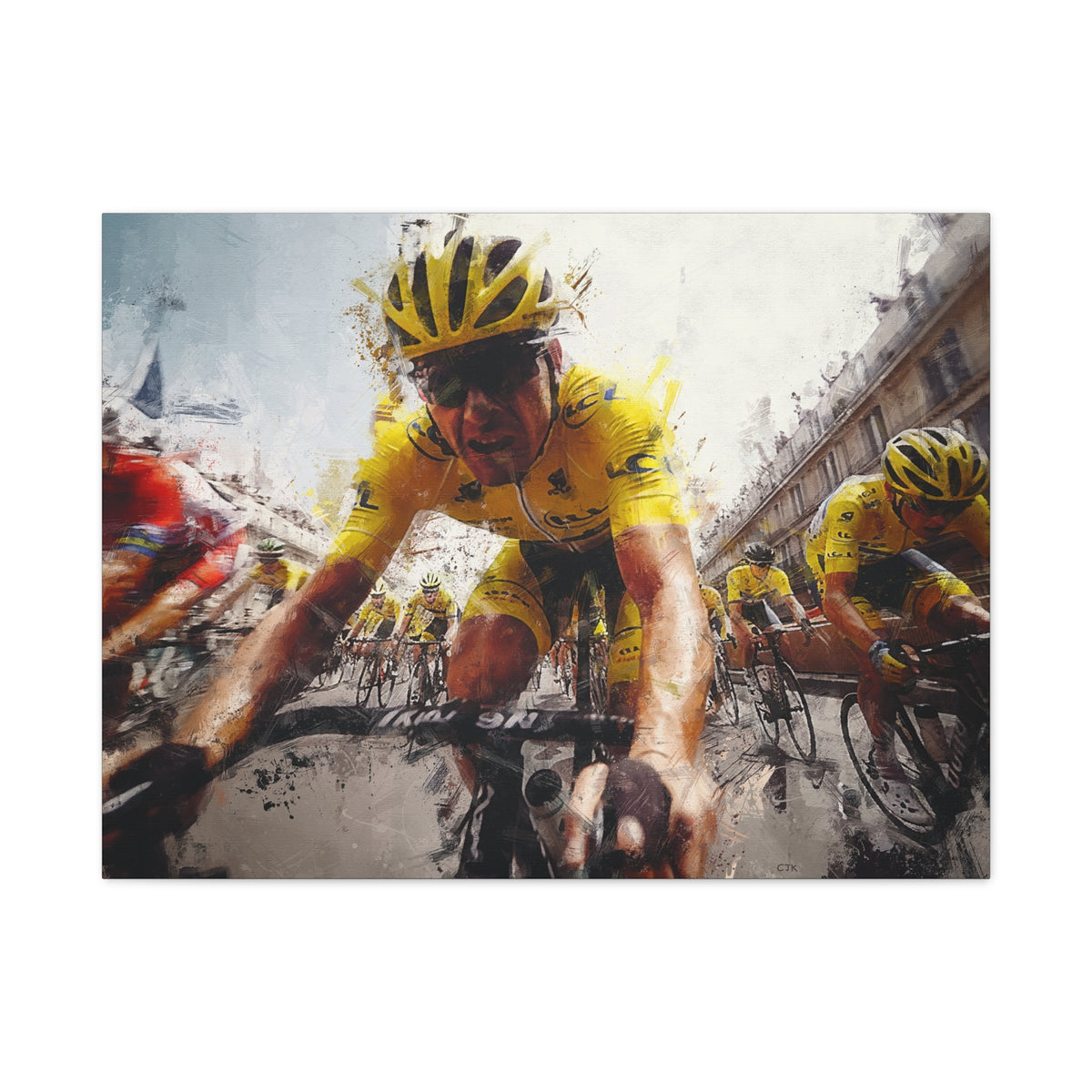 Brussels Cycling Classic Elegance: Oil Painting Print, Cycling Art for Home Deco