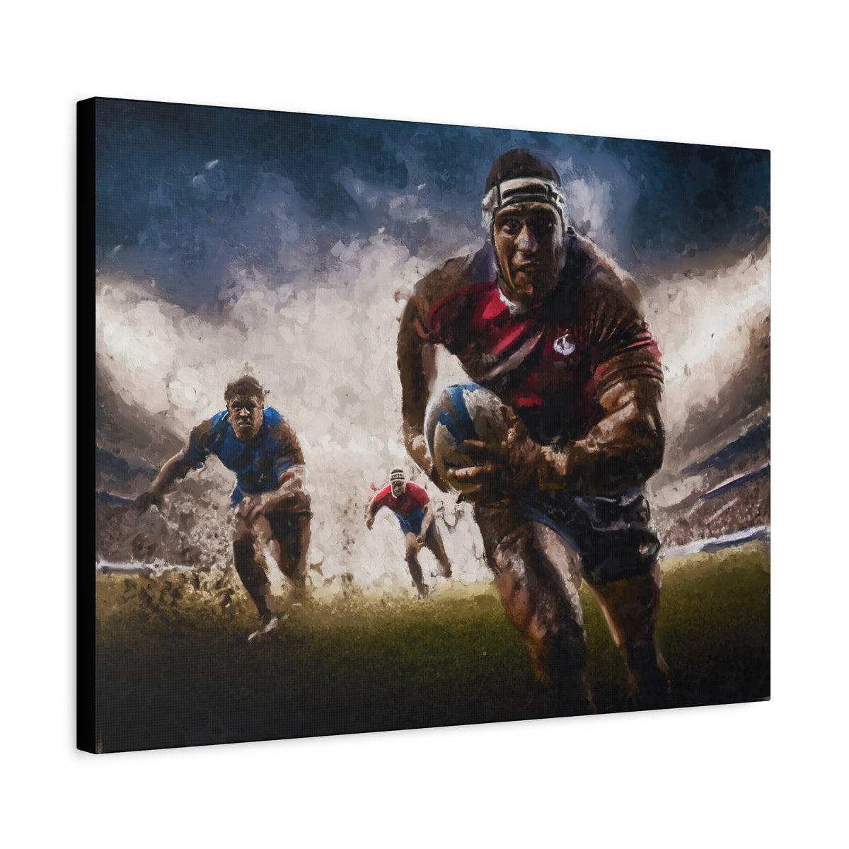 Rugby in Motion: Impressionist Canvas Fine Art Print - Ready to Hang Wall Art, Rugby Fanatic Gift