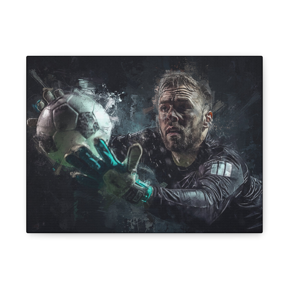 Keeper's Grace, Expressionist Soccer Art Painting Print, Stretched Canvas Fine Art Poster, Ready to Hang, Ideal Football Fan Gift