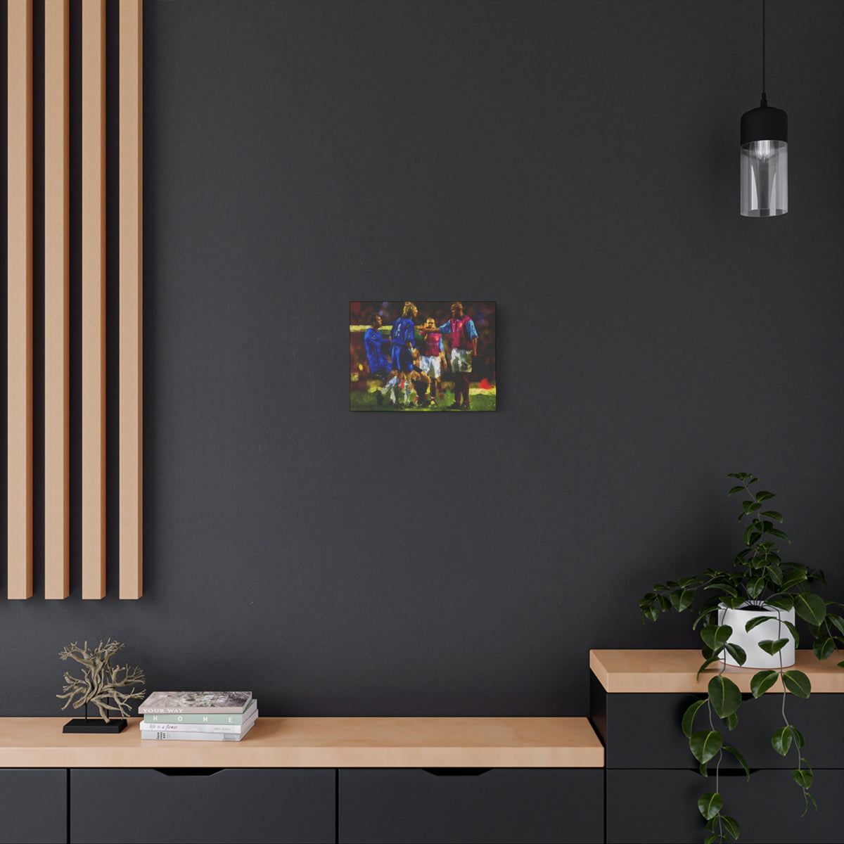 Birmingham vs. Villa Derby Ready to Hang Framed Impressionist Fine Art Painting Print Poster, Football Wall Art, Soccer Fan Gift