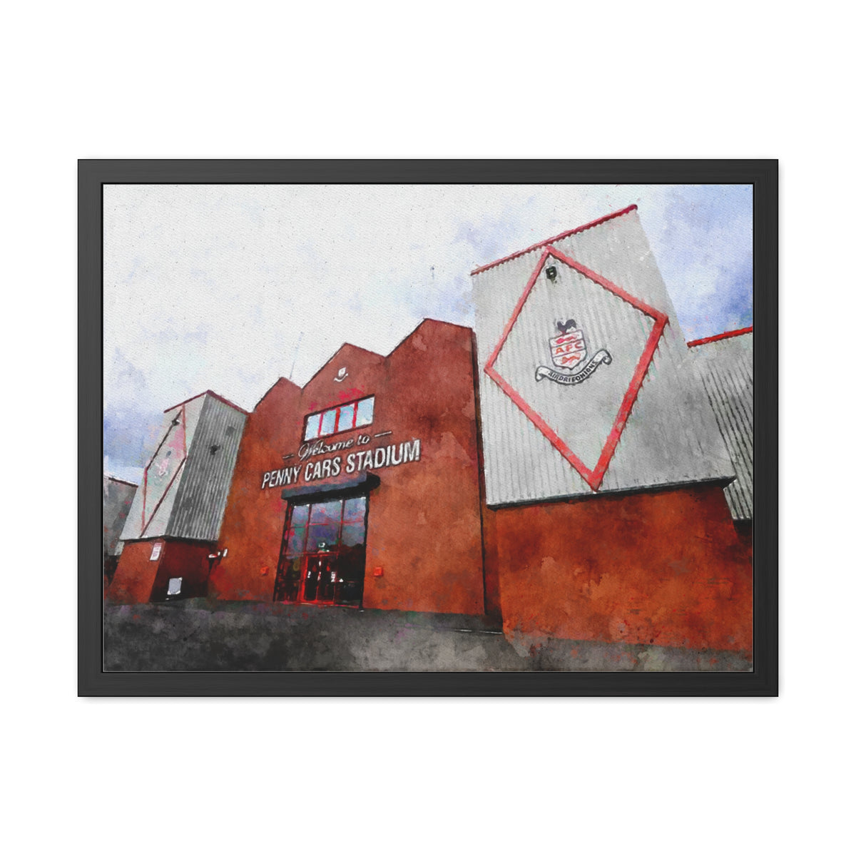 Airdrieonians Excelsior Stadium Watercolour Art - Dynamic Diamonds Football Print - Ready to Hang Framed Watercolour Fine Art Painting Print Poster