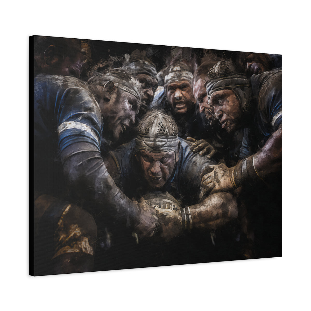 Rugby Ruck: Expressionist Canvas Fine Art Print Poster - Ready to Hang Wall Art, Rugby Fan Gift