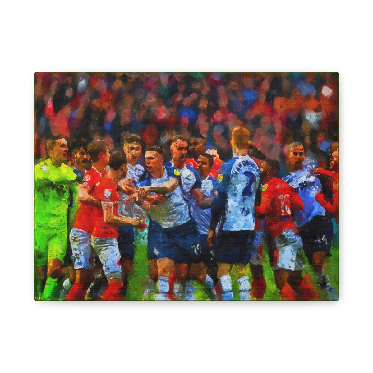 Blackpool vs. PNE Derby Ready to Hang Framed Impressionist Fine Art Painting Print Poster, Football Wall Art, Soccer Fan Gift