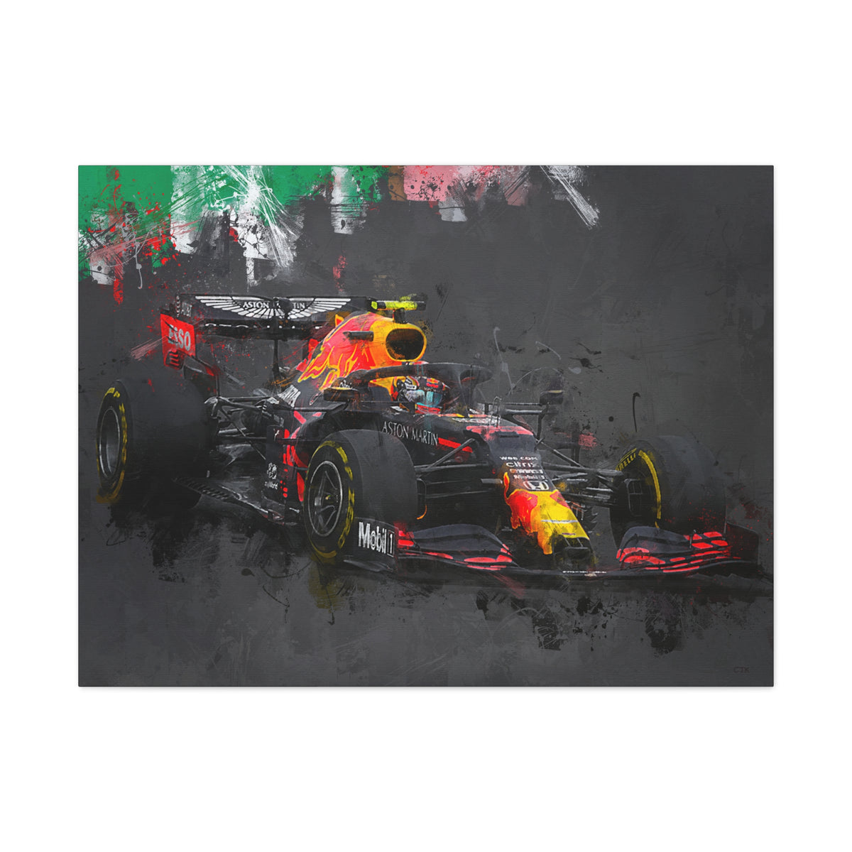 Experience Speed in Style: Stretched Canvas F1 Fine Art Print Poster of Aston Martin - Ready to Hang, Wall Art Formula One Gift