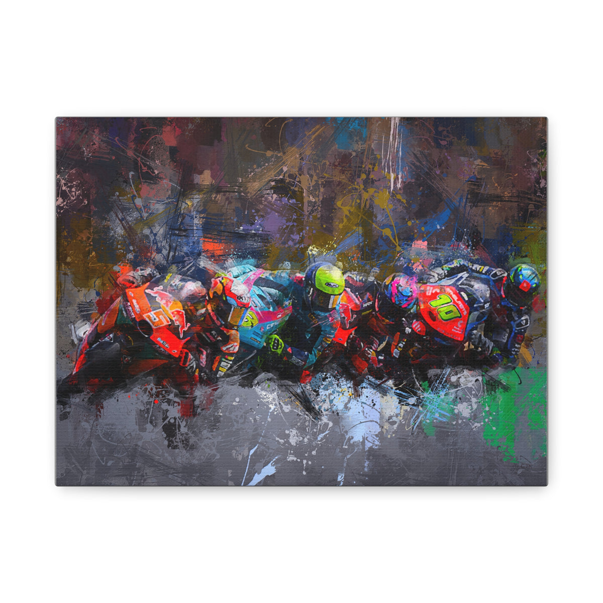 Racing Elegance: Stretched Canvas MotoGP Fine Art Print Poster - Ready to Hang, Wall Art MotoGP Gift