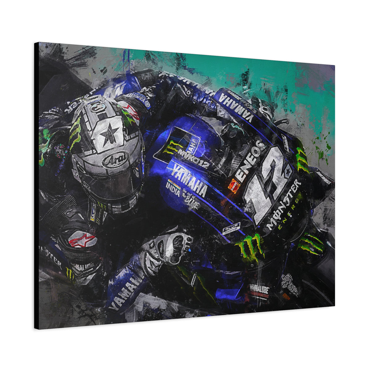 Dynamic MotoGP Thrills: Stretched Canvas Fine Art Print Poster - Ready to Hang, Wall Art MotoGP Gift