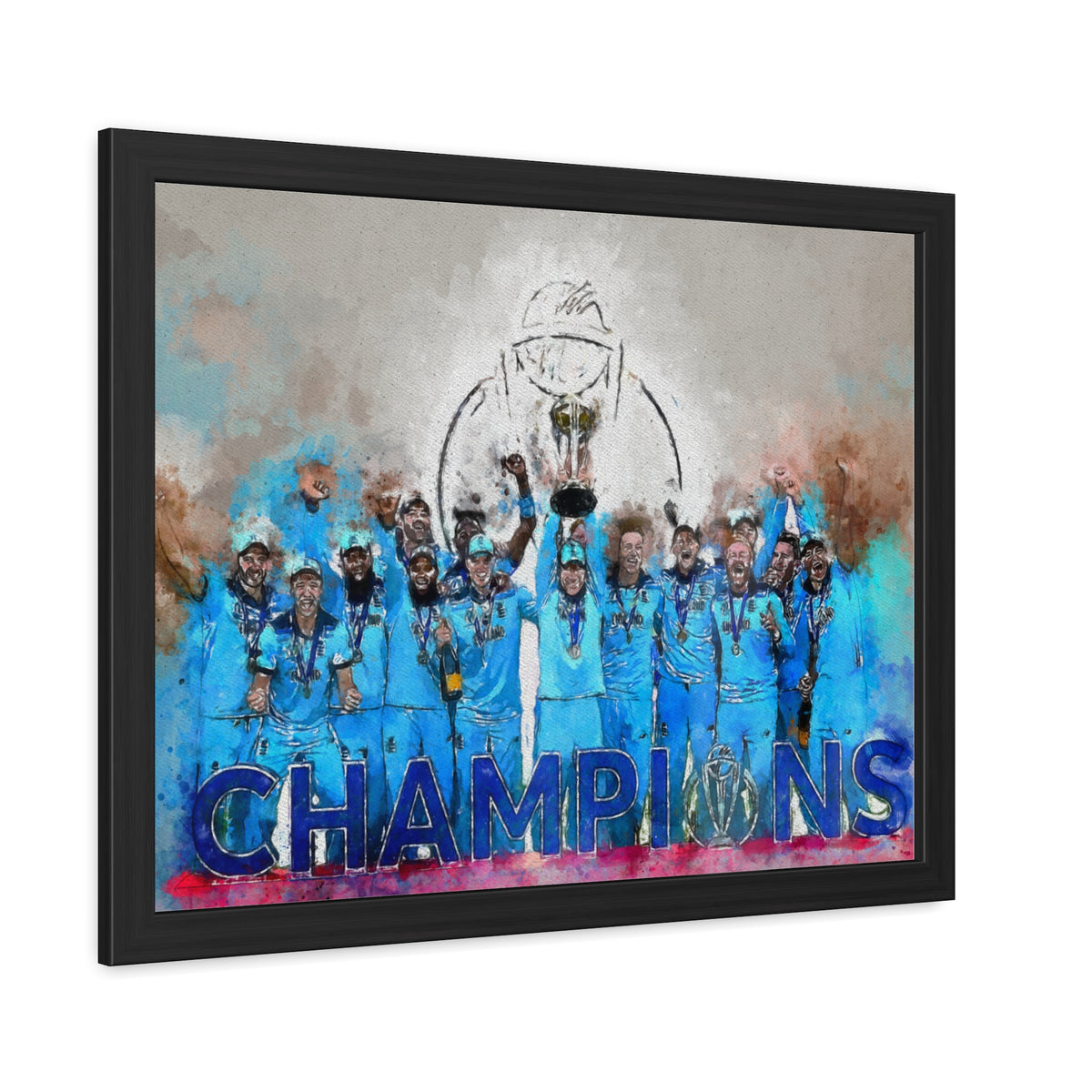 2019 Cricket World Cup Glory: England's Triumph in a Watercolour Fine Art Print, Ready to Hang Wall Art Cricket Gift.