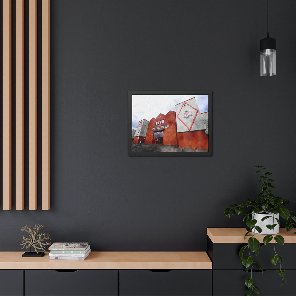 Airdrieonians Excelsior Stadium Watercolour Art - Dynamic Diamonds Football Print - Ready to Hang Framed Watercolour Fine Art Painting Print Poster