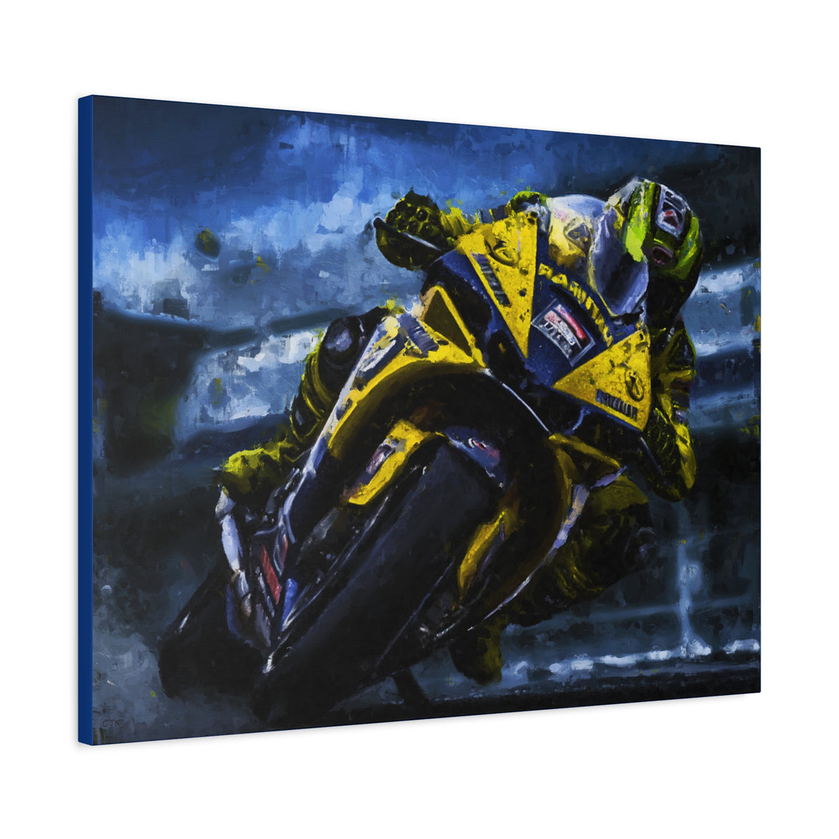 Feel the Thrill: Impressionist MotoGP Bike Rider, Fine Art Print on Stretched Matte Canvas - Ready to Hang, Wall Art MotoGP Gift.
