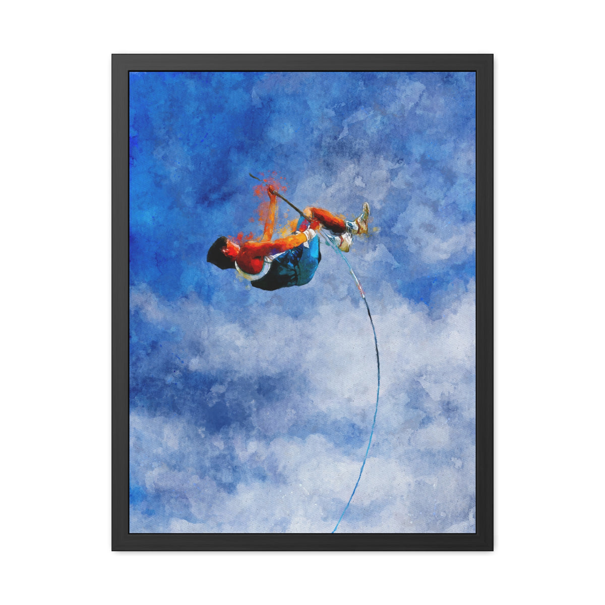 Dynamic Pole Vaulter Art for Sports Enthusiasts - Ready to Hang Framed Watercolour Fine Art Painting Print Poster, Athletics Wall Art, Athletics Fan Gift