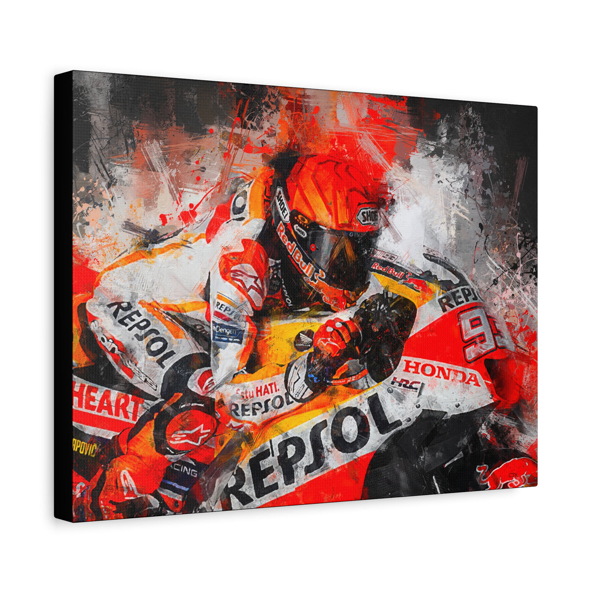 Racing Passion Unleashed: Stretched Canvas Fine Art MotoGP Print Poster - Ready to Hang, Wall Art MotoGP Gift