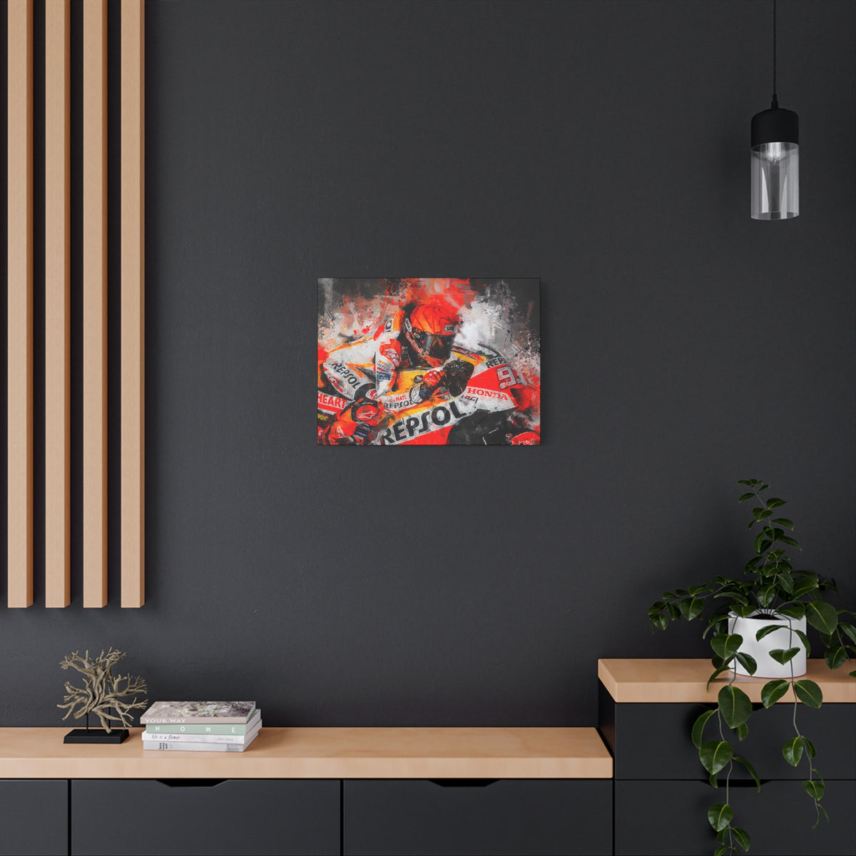 Racing Passion Unleashed: Stretched Canvas Fine Art MotoGP Print Poster - Ready to Hang, Wall Art MotoGP Gift
