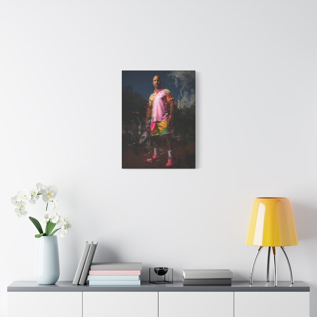 Andre Agassi Tennis Legend: Expressionist Modern Art Painting on Canvas - Stretched Canvas Tennis Fine Art Print Poster- Ready to Hang Wall Art, Tennis Fan Gift