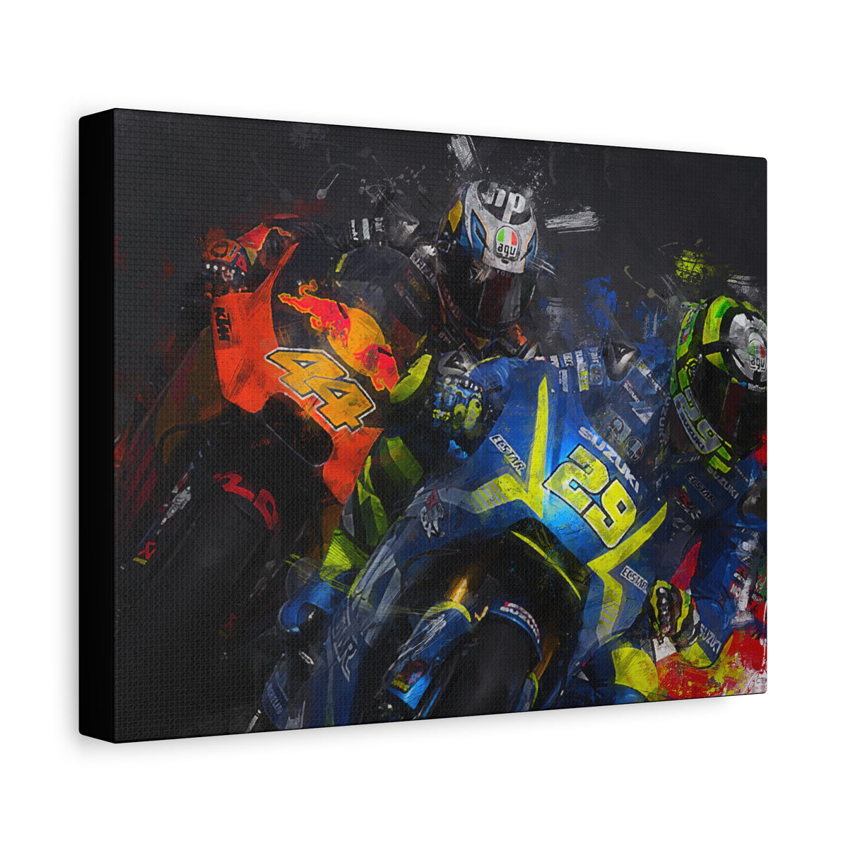 Ride into the MotoGP Thrill: Stretched Canvas Fine Art Print Poster - Ready to Hang, Wall Art MotoGP Gift