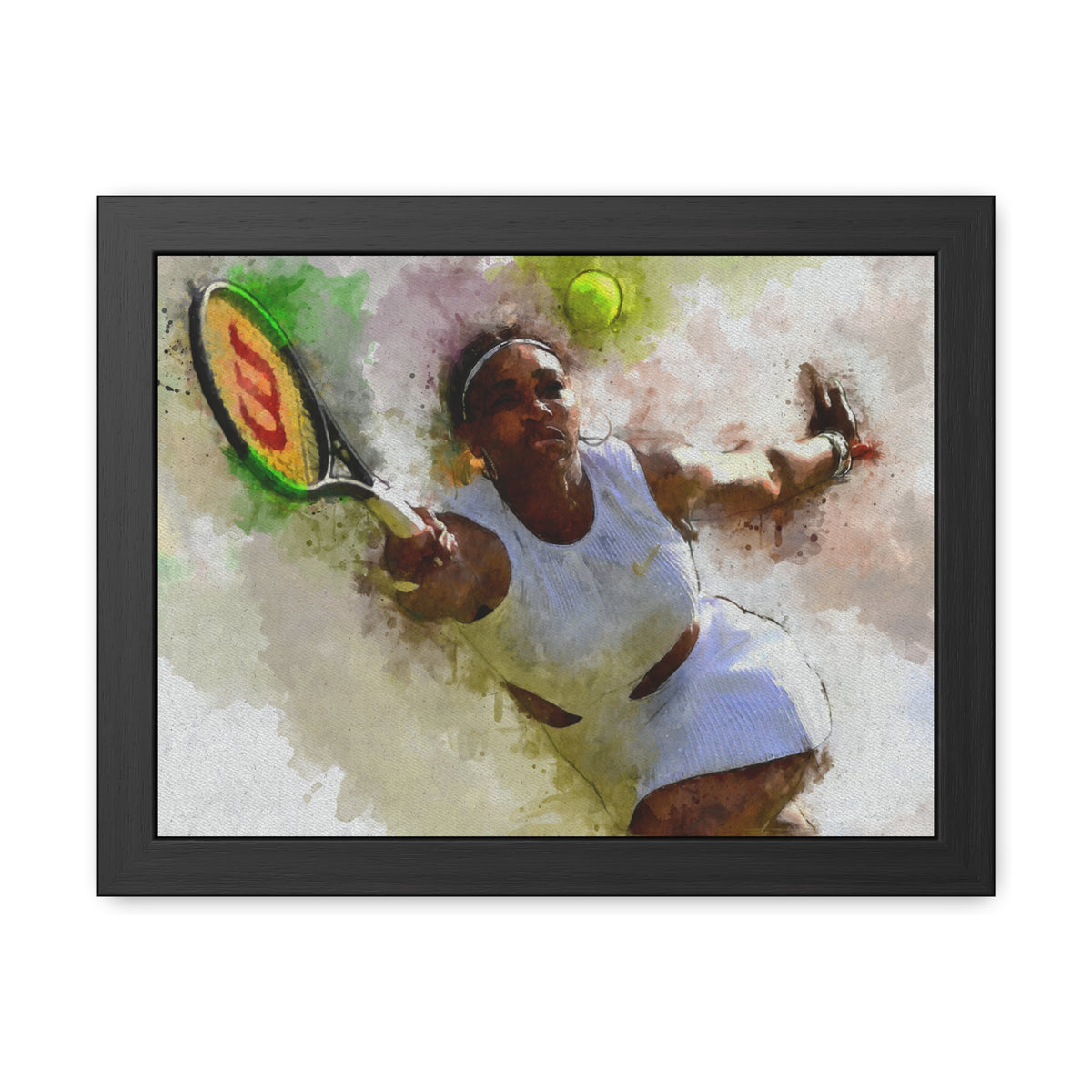 Serena Wiliams Expressionist Tennis Art: Ready to Hang Framed Watercolour Fine Art Painting Print Poster, Tennis Wall Art, Tennis Fan Gift