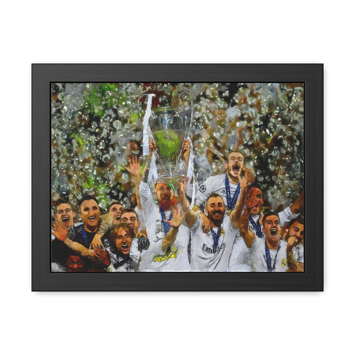 Champions League Winners 2016 Real Madrid Watercolour Painting, Ready to Hang Framed Art Print Poster, Real Madrid Fan Gift