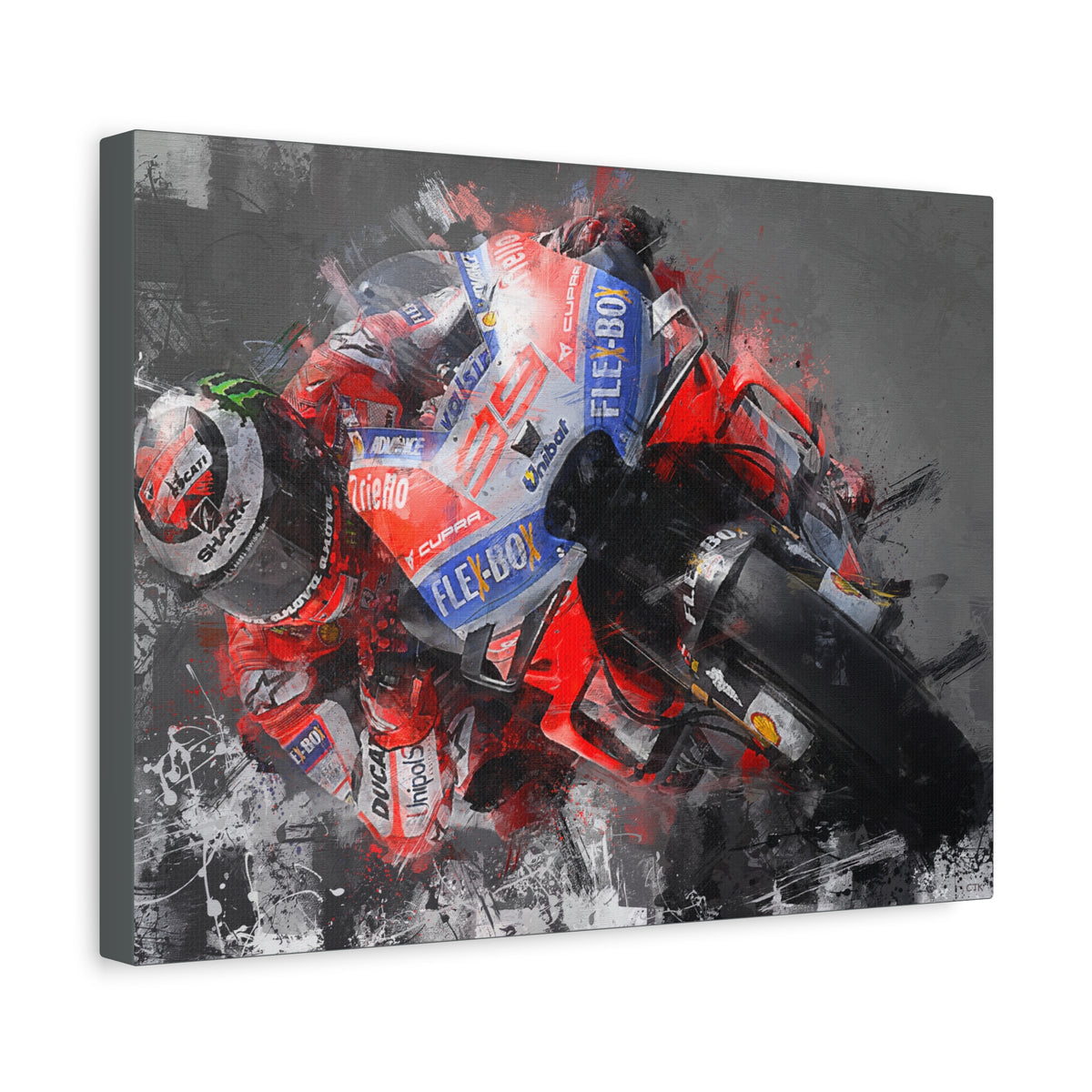 Expressive Speed: Stretched Canvas Fine Art MotoGP Print Poster - Ready to Hang, Wall Art MotoGP Gift