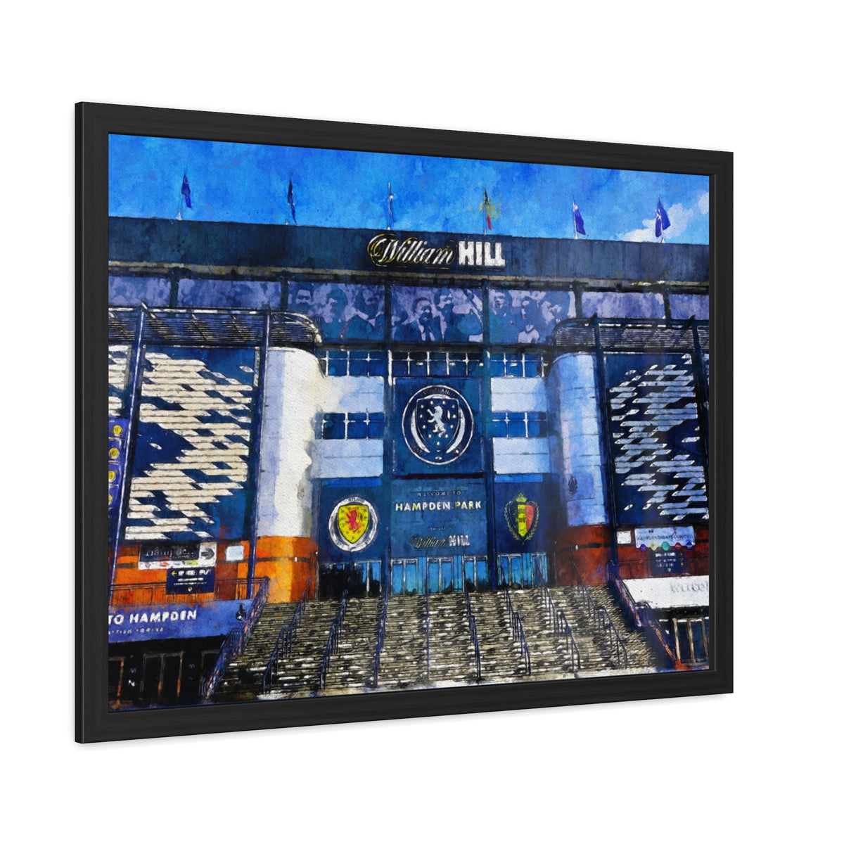 Hampden Park Scotland’s Historic Football Ground Watercolour Art Print - Ready to Hang Framed Watercolour Fine Art Painting Print Poster