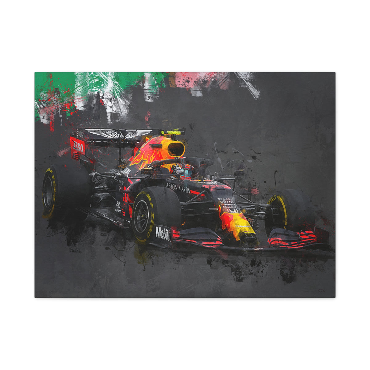 Experience Speed in Style: Stretched Canvas F1 Fine Art Print Poster of Aston Martin - Ready to Hang, Wall Art Formula One Gift
