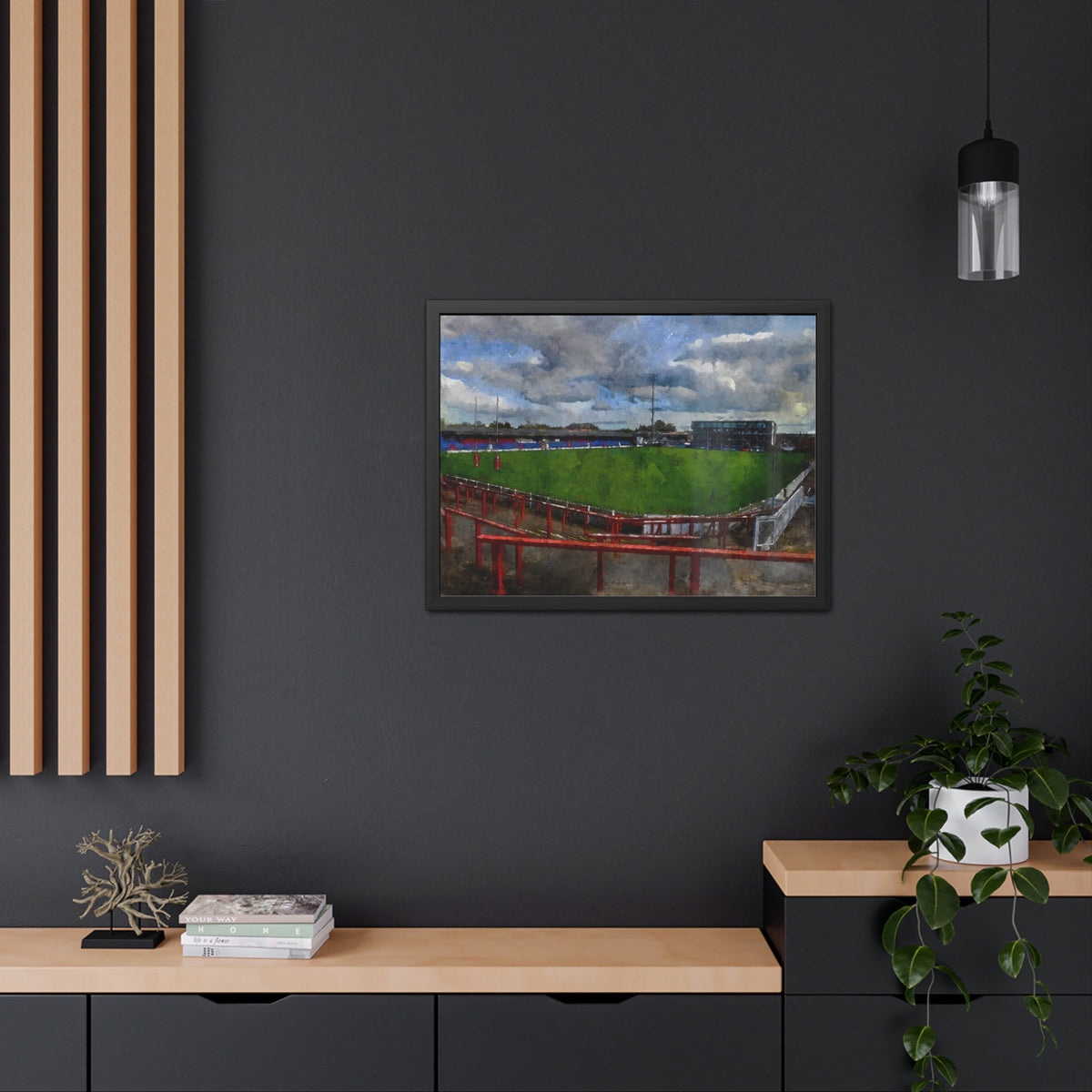 Belle Vue Reverie: Wakefield Painting - Ready to Hang Framed Fine Art Rugby Print Poster, Wildcats Rugby Fan Gift